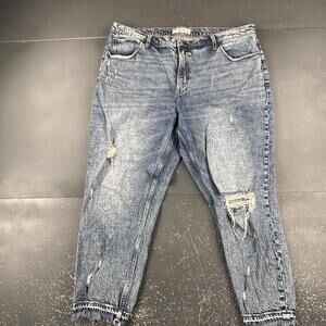 Abercrombie Fitch Jeans Women 42x25 Acid Wash Distressed Mom High Rise 35/20